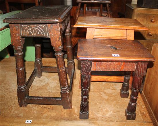 3 oak coffin stools